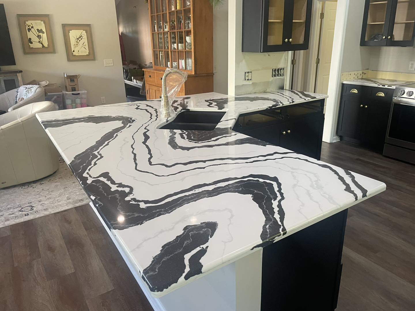 Quartz countertop installation
