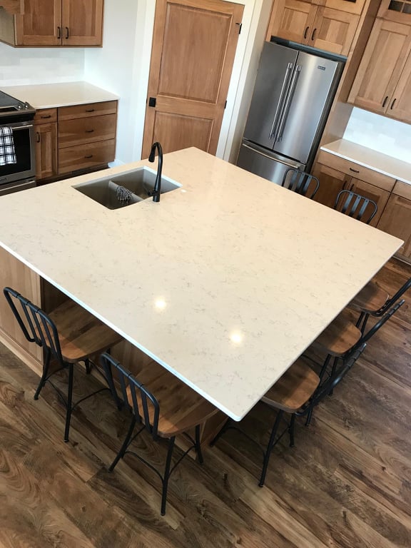 Polished natural stone countertop
