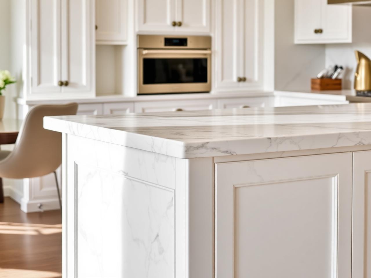 Marble countertop detail in a Franklin Ohio kitchen remodel
