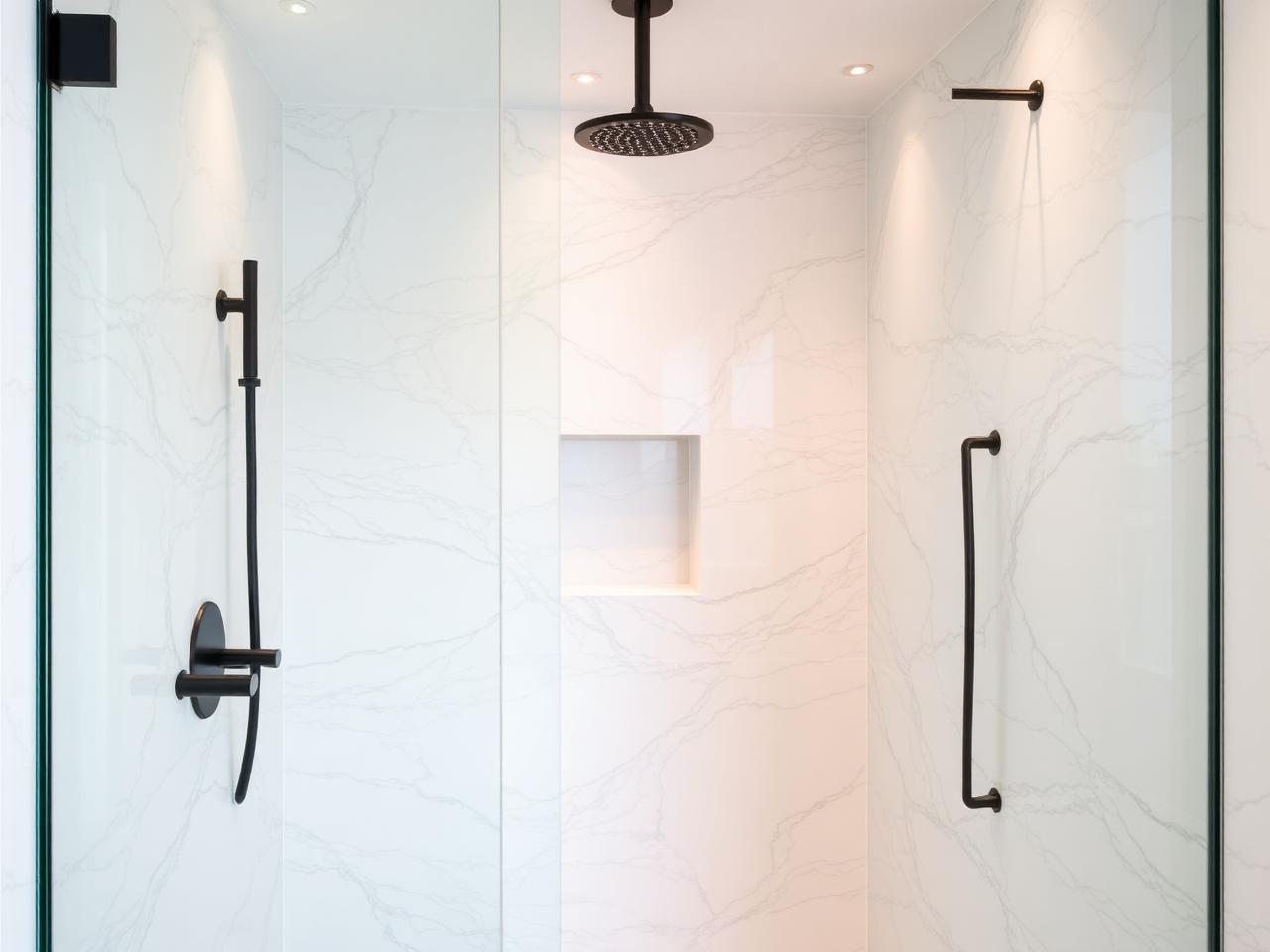 Walk-in shower with tile details