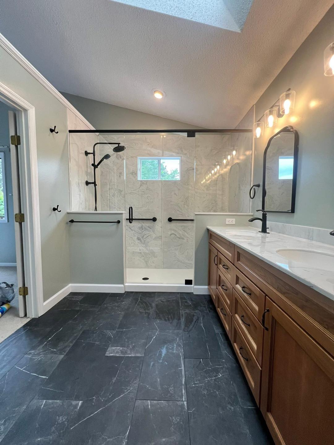 Marble Walk-In Shower — Bathroom remodel in Carlisle, OH